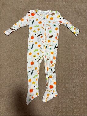 Angel Dear White One-Piece Footed Pajamas with Halloween Print